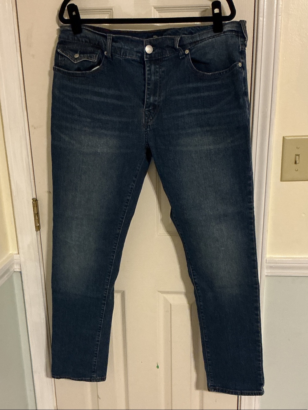 True Religion Men's Slim Straight Jeans in Dark Blue Wash